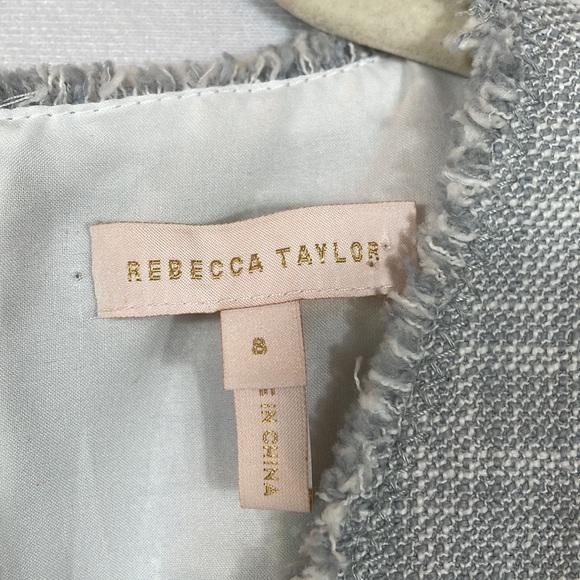 Rebecca Taylor Dress 8 Tweed Fabric Frayed Accent A-line EUC - Picture 2 of 10